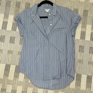 Jcrew short sleeve button down blue and white